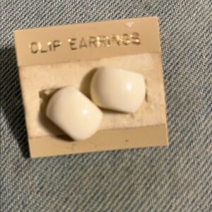 White Clip Earrings